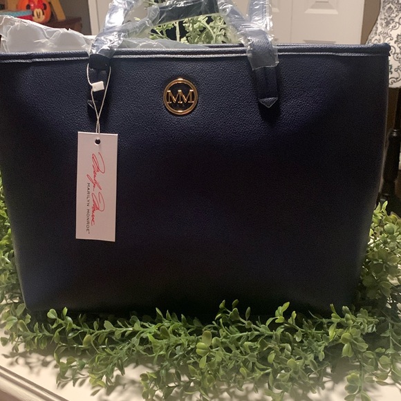 Marilyn Monroe Handbags - Marilyn Monroe Navy Blue Leather Handbag w/dust bag…NWT